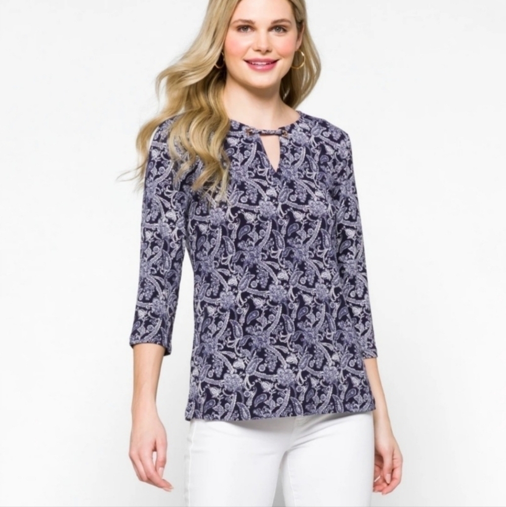 Magnolia Grace Paisley 3/4 Sleeve Women's Blouse - Large